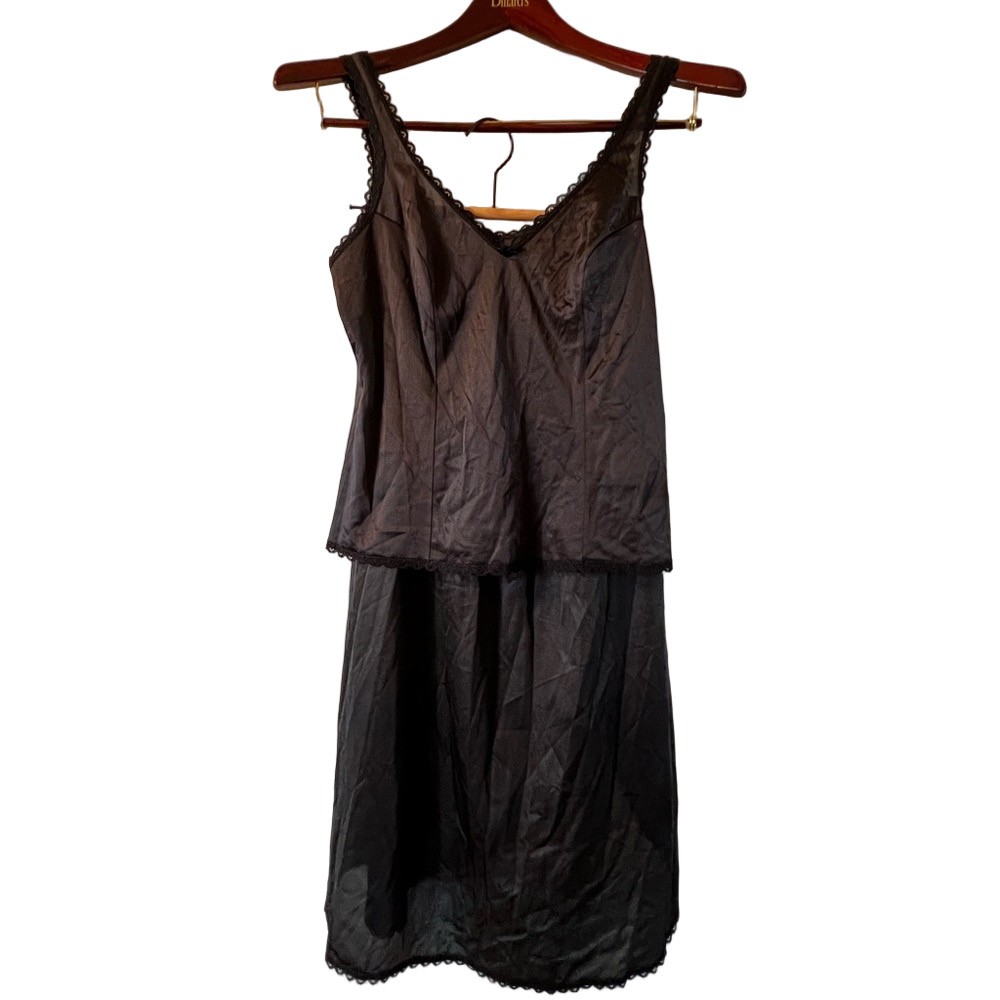 Vintage Warner's Black Lace Trim Chemise 34 M